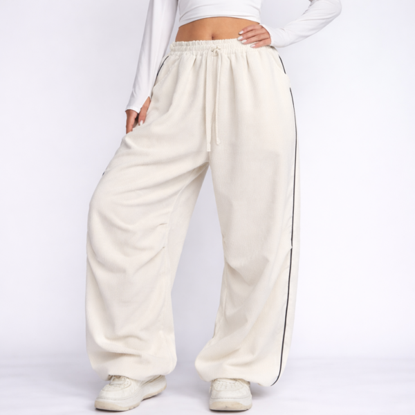 Штани "Вельвет" Молочні чорний кант