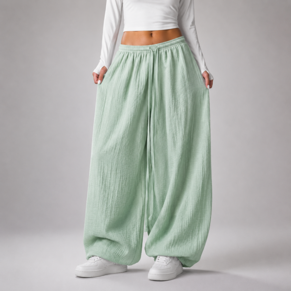 Муслінові штани Oversize М'ятний