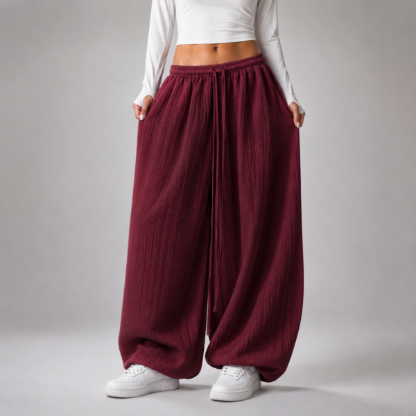 Муслінові штани Oversize Бордо